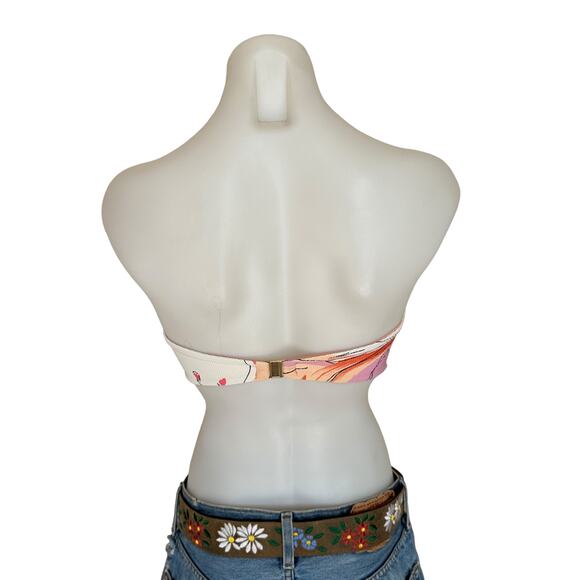 Fella Tropical Strapless Bandeau Bikini Top MEDIUM Bull Ring White Designer $143 - Picture 4 of 5